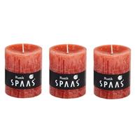 Candles by Spaas 3x Oranje rustieke cilinderkaarsen/stompkaarsen 7x8 cm Oranje