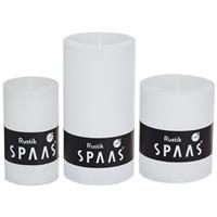 Candles by Spaas 3x Witte rustieke cilinderkaarsen/stompkaarsen set Wit
