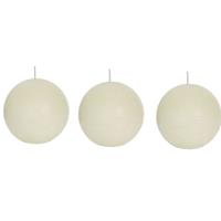 Candles by Spaas 3x Ivoor rustieke bolkaarsen 8 cm 24 branduren Wit