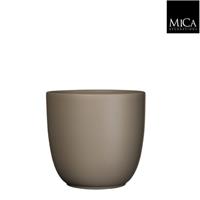 micadecorations Tusca pot rond taupe mat h23xd25 cm 