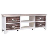 VidaXL Tv-meubel 115x30x40 cm paulowniahout wit en bruin