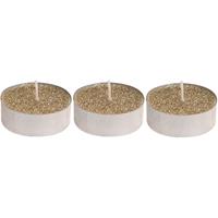 3x Gouden glitter waxinelichtjes/theelichtjes 6 cm Goudkleurig