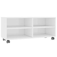 VidaXL Tv-meubel met wieltjes 90x35x35 cm spaanplaat hoogglans wit