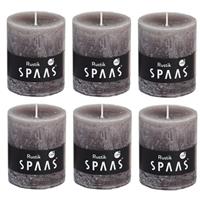 Candles by Spaas 6x Taupe rustieke cilinderkaarsen/stompkaarsen 7x8 cm Bruin