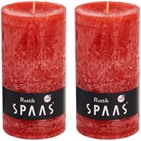 Candles by Spaas 2x Rode rustieke cilinderkaarsen/stompkaarsen 7x13 cm Rood