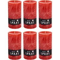 Candles by Spaas 6x Rode rustieke cilinderkaarsen/stompkaarsen 7x13 cm Rood