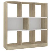 vidaXL Bücherregal Weiß und Sonoma-Eiche 97,5×29,5×100 cm Spanplatte Mehrfarbig