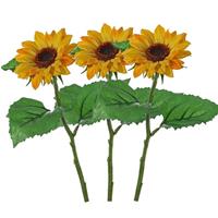 3x Gele zonnebloemen kunstbloem 35 cm Geel