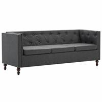 VidaXL Driezitsbank Chesterfield-stijl stoffen bekleding donkergrijs