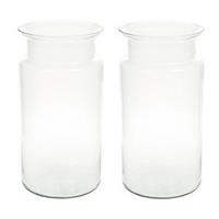 Bellatio 2x Flesvormige vazen glas 30 cm type Bose Transparant