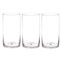 Bellatio 3x Rechte cilinder vazen glas 30 cm Transparant