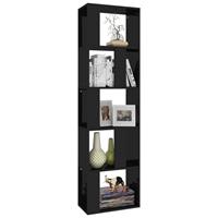 Boekenkast/Kamerscherm 45x24x159 cm spaanplaat hoogglans zwart