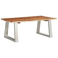 vidaXL Couchtisch 100×60×40 cm Akazie Massivholz und Edelstahl Braun