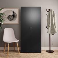 Schoenenkast 80x35,5x180 cm spaanplaat zwart