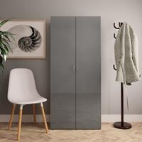 Schoenenkast 80x35,5x180 cm spaanplaat hoogglans grijs