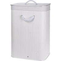 Merkloos Witte bamboe wasmand 60 liter -