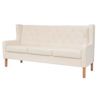 vidaXL 3-Sitzer-Sofa Stoff  Creme