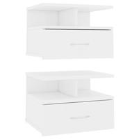 VidaXL Nachtkastjes zwevend 2 st 40x31x27 cm spaanplaat hoogglans wit