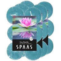 Candles by Spaas 36x Geurtheelichtjes Fairy Waterlily/blauw 4,5 branduren Blauw