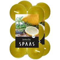 Candles by Spaas 24x Geurtheelichtjes Southern Citrus/geel 4,5 branduren Geel