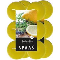 Candles by Spaas 24x Maxi geurtheelichtjes Southern Citrus/geel 10 branduren Geel