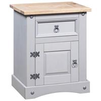 VidaXL Nachtkastje 53x39x67 cm Mexicaans grenenhout Corona-stijl grijs