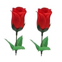 2x Voordelige rode roos kunstbloemen 28 cm Rood
