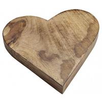 Houten serveerplank/dienblad hartvorm 26 cm Bruin