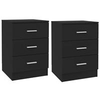 VidaXL Nachtkastjes 2 st 38x35x65 cm spaanplaat zwart