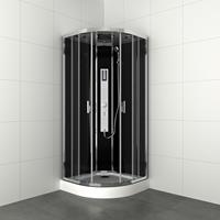 Douche Concurrent Douchecabine Allibert Gipsy Kwartrond 90x90x225cm Helder Glas Mengkraan Hoofddouche Handdouche en Hydrojets