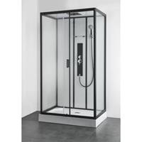 Douche Concurrent Douchecabine Allibert Uyuni Kwartrond 120x90x225cm Mat Zwart Helder Glas Mengkraan Hoofddouche Handdouche en Hydrojets