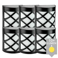 6x Solar wandlamp China zwart 6 leds warm wit buitenlamp op zonne energie