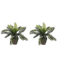 Shoppartners 2x Groene Cycaspalm kunstplanten 33 cm in pot Groen