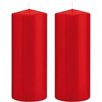 Trend Candles 2x Rode cilinderkaarsen/stompkaarsen 8 x 20 cm 119 branduren Rood