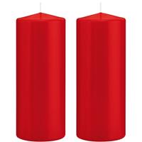 Trend Candles 2x Rode cilinderkaarsen/stompkaarsen 8 x 20 cm 119 branduren Rood