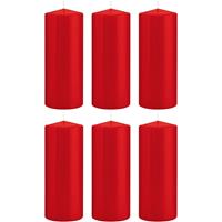 Trend Candles 6x Rode cilinderkaarsen/stompkaarsen 8 x 20 cm 119 branduren Rood