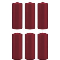 Trend Candles 6x Bordeauxrode cilinderkaars/stompkaarsen 8x20cm 119 branduren Rood