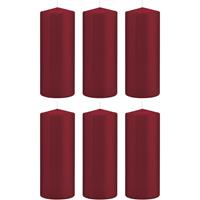 Trend Candles 6x Bordeauxrode cilinderkaars/stompkaarsen 8x20cm 119 branduren Rood