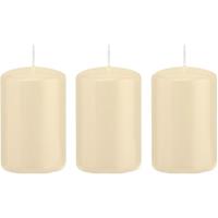 Trend Candles 3x Cremewitte cilinderkaarsen/stompkaarsen 5 x 8 cm 18 branduren Wit