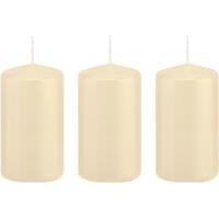 Trend Candles 3x Cremewitte cilinderkaarsen/stompkaarsen 5x10 cm 23 branduren Wit