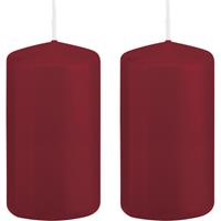 Trend Candles 2x Bordeauxrode cilinderkaarsen/stompkaarsen 6x12cm 40 branduren Rood