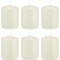 Trend Candles 6x Ivoorwitte cilinderkaarsen/stompkaarsen 6 x 8 cm 29 branduren Wit