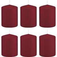 Trend Candles 6x Bordeauxrode cilinderkaarsen/stompkaarsen 6x8 cm 29 branduren Rood