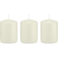Trend Candles 3x Ivoorwitte cilinderkaarsen/stompkaarsen 6 x 8 cm 29 branduren Wit
