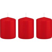 Trend Candles 3x Rode cilinderkaarsen/stompkaarsen 6 x 8 cm 29 branduren Rood
