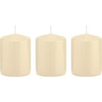Trend Candles 3x Cremewitte cilinderkaarsen/stompkaarsen 6 x 8 cm 29 branduren Wit