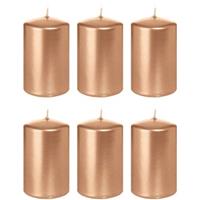 Trend Candles 6x Rosegouden cilinderkaarsen/stompkaarsen 5 x 8 cm 18 branduren Goudkleurig