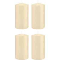 Trend Candles 4x Cremewitte cilinderkaarsen/stompkaarsen 8x15 cm 69 branduren Wit