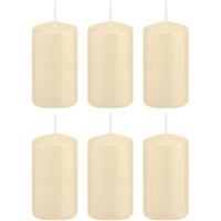 Trend Candles 6x Cremewitte cilinderkaarsen/stompkaarsen 6x12 cm 40 branduren Wit