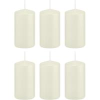 Trend Candles 6x Ivoorwitte cilinderkaarsen/stompkaarsen 6x12 cm 40 branduren Wit